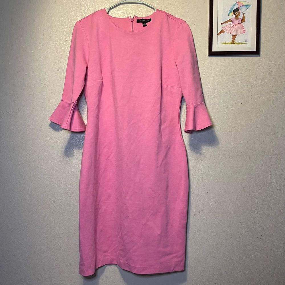 Banana Republic size 10 Body con bell sleeve dress pink EUC